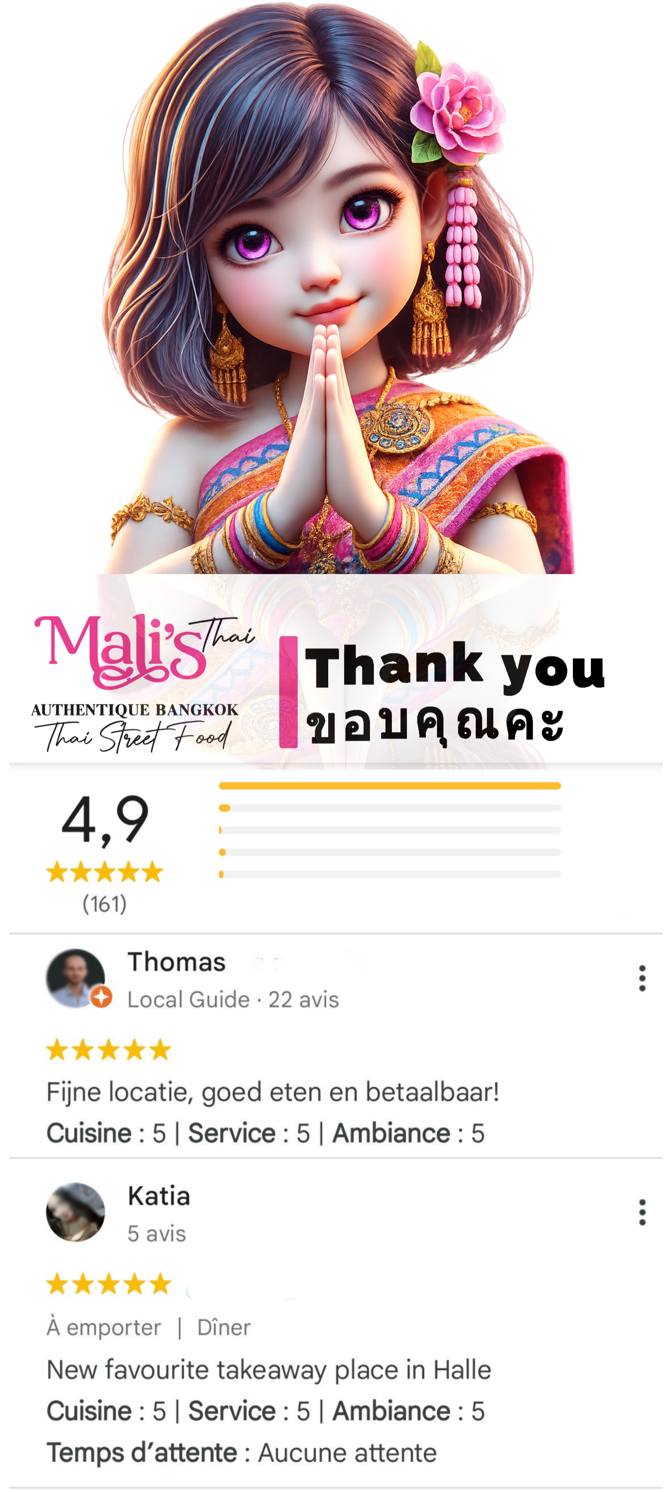 Thank you from Mali's Thai