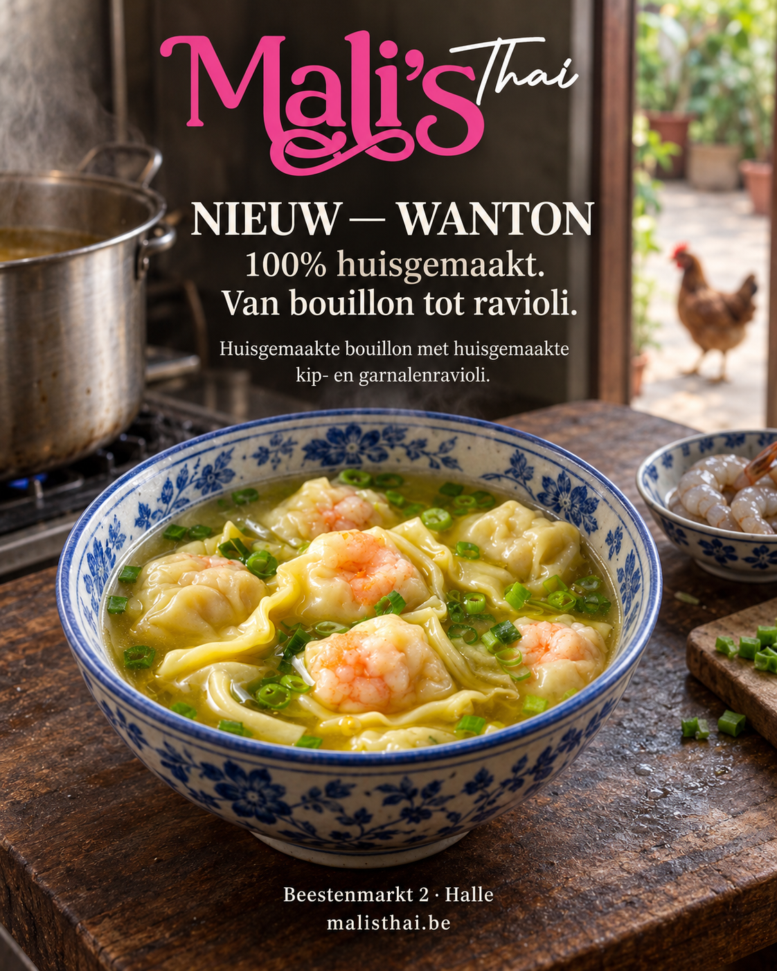 Nieuwe huisgemaakte Wanton bij Mali's Thai in Halle